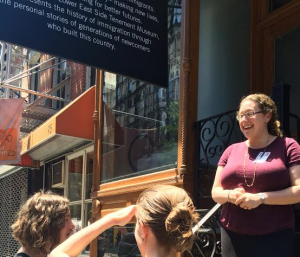 Rachel Feinmark leads a public tour at the Lower East Side Tenement Museum in New York City.